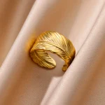 Stainless Steel Chunky Wide Rings For Women Vintage Gold Color Geometric Open Finger Ring Fashion Minimalist Jewelry Gift Femme 3