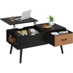 Lift Top Coffee Table for Living Room, Wooden Small Center Tables with Large Storage 2