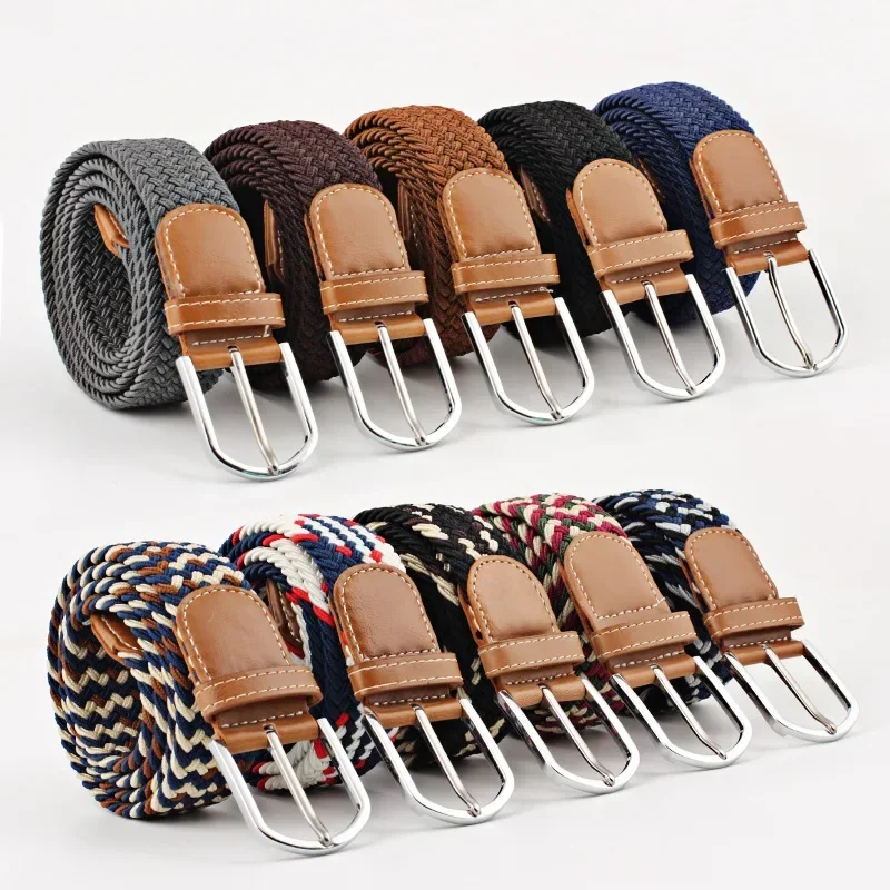 107/120/130cm UNISEX Casual Knitted Pin Buckle Women Belt Woven Canvas Elastic Expandable Braided Stretch Jeans Belts for Men 107/120/130cm UNISEX Casual Knitted Pin Buckle Women Belt Woven Canvas Elastic Expandable Braided Stretch Jeans Belts for Men
