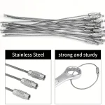 10PCS Steel Wire Keychain Colors Stainless Ring Key Keyring Circle Rope Cable Loop Outdoor Camp Luggage Tag Screw Lock Gadget 5