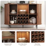 Wine Bar Cabinet w/ LED Light,Liquor Cabinet for Home,Coffee Bar Cabinet w/ Wine Rack & Glass Holder,Walnut Buffet Sideboard 3
