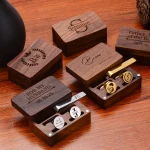 Custom Engraved Round Cufflinks & Tie Clip Set Stainless Steel Anniversary Wedding Birthday Groomsmen Gift for Father Husband 3