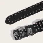 New Belts For Women High Quality Luxury Brand Punk Goth Rivet Black Jeans Unisex Men Belt Paw Skull Buckle Waistband Man 3