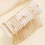 20 Pcs/Set Bohemian Twisted Snake Chain Anklet For Women Summer Beach Vintage Simple Foot Ankle Bracelet On Leg Jewelry Gifts 2