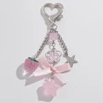 Y2K Fashion Flower Star Love Bow Strawberry Pendant Acrylic Keychain Student Women's Bag Backpack Pants Chain Accessories 2