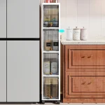 Slim Cabinet 20cm Wide Rolling Storage 2-6 Tiers Large Capacity Space-Saving Heavy-Duty for Kitchen Living Room Bedroom 5