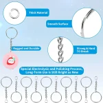 30pcs Silver Plated Metal Blank Keyring Keychain Split Key Ring with Chain Climbing Buckles Carabiner Keychain Rings Accessories 4