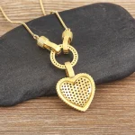 AIBEF Bohemian Heart Shape Colorful Rhinestone Pendant Women Copper CZ Necklace Jewelry Accessories Temperament Sweet Cute Gift 2