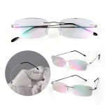 May Flower Blue Light Blockin Ultralight Memory Titanium Rimless Reading Glasses Men&Women Presbyopic Eyeglasses +1.0 +1.5 +2.0 6