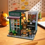 DIY 3D Puzzles Wooden Toy Miniature Dollhouse Handmade Doll House Model Building Kits Coffee House Toys For Children Gifts 3