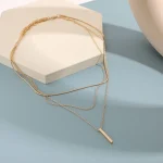 Vintage Bohemian Multilayer Minimalist Necklace for Women Stick Pendant Link Chain Necklace Collarbone Collares Fashion Jewelry 2