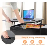 JHK Lift Top Coffee Tables For Living Room 39.37"x19.7" Desk Tea Wood Dining Tables Adjustable Storage Shelf Easy Lift Or Lower 4