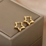 Luxury Star Pendientes Earrings For Women Girl Stainless Steel Minimalist Hoop Piercing 2025 New In y2k Jewelry aretes de mujer 2