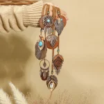Retro Trendy Boho Long Neckalce Women Fashion Elegant Turquoise Shell Pendant Brown Pendent Necklaces Jewelry 6