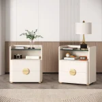 Tribesigns Nightstands, 2-Drawer Modern Night Stand with Open Storage Space, Wood Bed Side Table, Tempered Glasses End Table 3