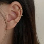 LATS Clips Earrings for Women Unisex Minimalist Fashion Cartilage Hoop Earings Set Ear Cuff Fake Piercing Clip on Ear Jewelry 5