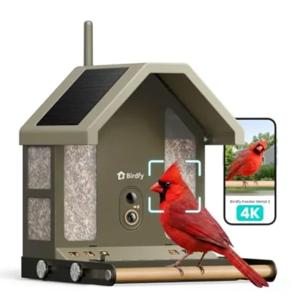 Smart Bird Feeder with Camera for Outdoor Use ABS Plastic Body Black Finish 4K UHD Video Dual-Band Wi-Fi Solar Powered AI Bird