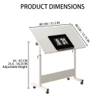 Small Standing Rable Adjustable Height Mobile Stand Up Desk With Wheels, Home Office Computer Workstations, 80x40cm Tabletop 6
