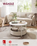 VASAGLE Coffee Table with Storage, Round Center Table for Living Room with Fabric Basket, Modern Style, Metal Frame 2