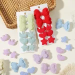 Children Bow Hair Clips Baby Girls Mini Star Love Crown Hairpins Soild Colors Barrettes New Year Kids Hair Accessories Gifts 2