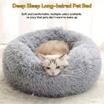 Soft Pet Cat Bed Pad Plush Warm Faux Fur dog Calm Bed Donut Round Bed Comfortable Sleeping Washable for Small Medium Dog and Cat