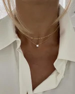 Diamond Necklaces for Women K Gold/Sterling Silver Choker Necklace Simple Gold Plated Jewelry Necklaces for Women Gifts 6
