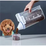 1.5kg/2kg Dog Cat Food Pail Plastic Storage Tank with Measuring Cup Container Moisture-proof Sealed Jar Pet Supplies Accessories