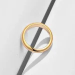 Non-Fading Fine 4mm Round 18K Golden Ring Women's Men's Simple Wedding Band Lover's Couple's Gift Jewelry 3