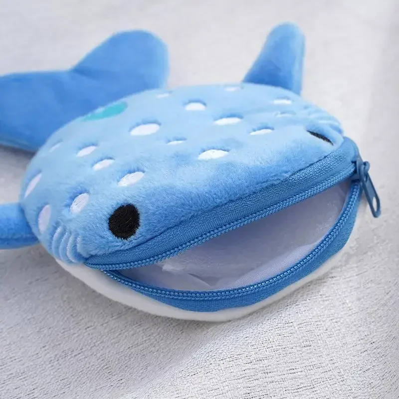 Fashion Cute Blue Shark Mini Whales Coin Purse Plush Zipper Coin Wallet Designer Women's Small Change Bag Key Earphone Pouch Fashion Cute Blue Shark Mini Whales Coin Purse Plush Zipper Coin Wallet Designer Women's Small Change Bag Key Earphone Pouch