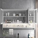 Smart Bathroom Mirror Cabinets Wall-mounted with Backlight Anti-fog Bathroom Furniture Mirror Storage Rack Integrated Cabinet T 5