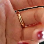 Non-Fading Fine 4mm Round 18K Golden Ring Women's Men's Simple Wedding Band Lover's Couple's Gift Jewelry 5
