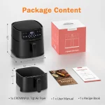 CROWNFUL Air Fryer 7L Touch-screen Display Air Fryer Oven with 8 Cooking Programs Oilless Electric Cooker and Nonstick Basket 6