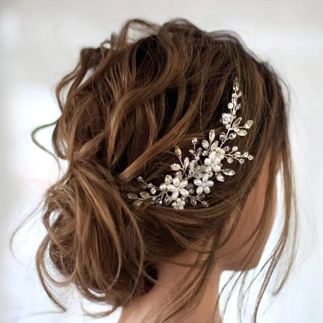 Fashion Crystal Flower Hair Combs Clips Bridal Wedding Hair Accessories for Women Bride Headpiece Hairpins Bridesmaid Jewelry Fashion Crystal Flower Hair Combs Clips Bridal Wedding Hair Accessories for Women Bride Headpiece Hairpins Bridesmaid Jewelry