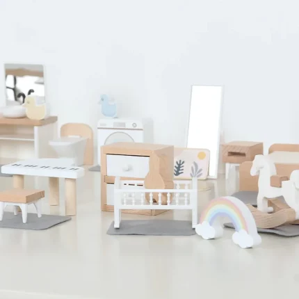 Nordic style villa, dollhouse, children's play, mini simulation furniture, bedroom, kitchen, wooden toys, boys and girls