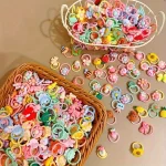 30Pcs Soft Elastic Hair Ties Elastic Bands With Fun Animal Fruit Patterns Perfect For Kids Daily Hair Care 2