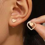 Retro Minimalist Geometric Square Detachable Triangles Stainless steel Stud Earrings for Women Fashion Jewelry Accessories Party 6