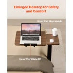 SucceBuy Overbed Table Mobile Bed Side Table with Swivel Casters Height & Angle Adjustable Laptop Desk for Home Office Study 4
