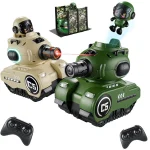 Remote Control Battle Tanks RC Tank with Infrared System Shoots HP Station Military Army Toys for 6-12 Year Old Boys Girls 2 Pa