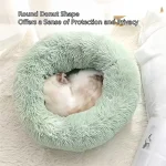 Soft Pet Cat Bed Pad Plush Warm Faux Fur dog Calm Bed Donut Round Bed Comfortable Sleeping Washable for Small Medium Dog and Cat 4