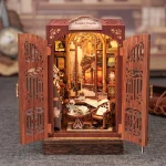 CUTEBEE DIY Book Nook Kit Miniature Wooden Dollhouse with Light Bookshelf Insert Decoration Model for Gifts Bookshop Memories 4