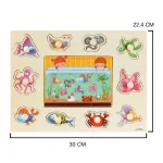Montessori Wooden Puzzles Hand Grab Boards Toys Tangram Jigsaw Baby Educational Toys Cartoon Vehicle Animals Fruits 3D Puzzles 6