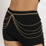 IngeSight.Z Punk Multi-layer Tassel Hip High Waist Chain For Women Gold Color Metal Chain Waistband Party Dress Belts Accessorie 4