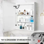 VOWNER Bathroom Medicine Cabinet with LED Lights and Mirror,  with Adjustable Shelf, Defogger, Memory 3-Color Mode, Dimmer 6