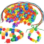 Rainbow Lacing Beads for Toddlers Color and Shape Sorter Fine Motor Skills Early Learning Montessori Toys for Preschool Kids