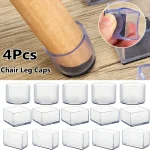 4pcs/set Silicone Chair Leg Caps Pads With Felt Non-Slip Furniture Feet Covers PVC Caps Foot Cover Non-slip Floor Protector Pads 3