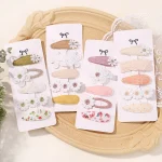 5Pcs/Set Mini Baby Girl Hair Clip Cute Floral Bow Bunny Princess Hairpin for Toddler Girl Lovely Bang Side Clip Hair Accessories 3