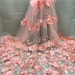 White 3D Beads Lace Fabric 2026 High Quality Mesh Embroidery Applique 3D Flower Tulle Nigerian Lace Fabrics For Bridal LY1355 3