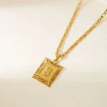 Stainless Steel Initial Letter Necklace For Women Men 2025 New Stylish Square Pendant Necklace Birthday Party Jewelry Gifts 4