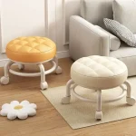 With Wheel Seat Sliding Wheel Low Stool Universal Wheel Small Stool Children Multifunctional Shoe Changing Stool Round Stool 2