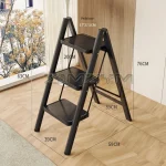 2-3 Step Ladder Folding Ladder Small Steel Step Stool Household Office Portable Herringbone Ladder With Wide Anti-Slip Pedal 5